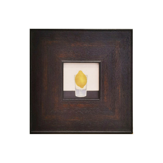 Retro Lemon in Glass FRAMED | Vintage Still Life Canvas Print | Dark Walnut Frame Wall Art | Retro Kitchen & Dining Room Decor