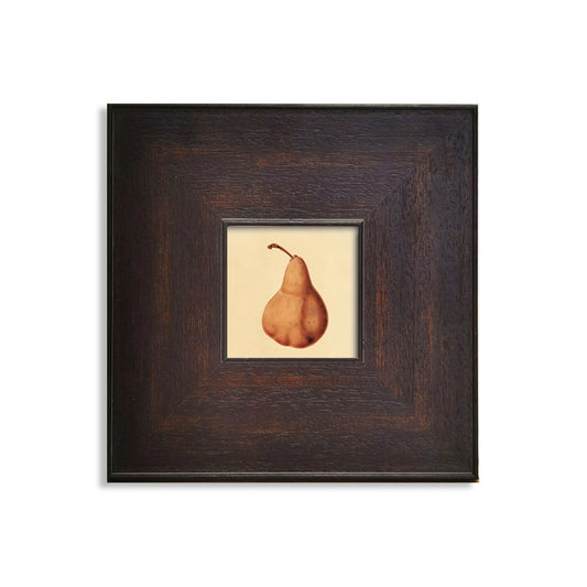 Retro Pear FRAMED | Vintage Still Life Canvas Print | Dark Walnut Frame Wall Art | Retro Kitchen & Dining Room Decor