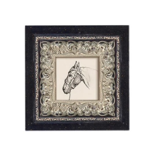 Vintage Horse Portrait FRAMED | Equestrian Sketch Canvas Print |  Framed Wall Art | Vintage Animal Decor | Study & Living Room Art