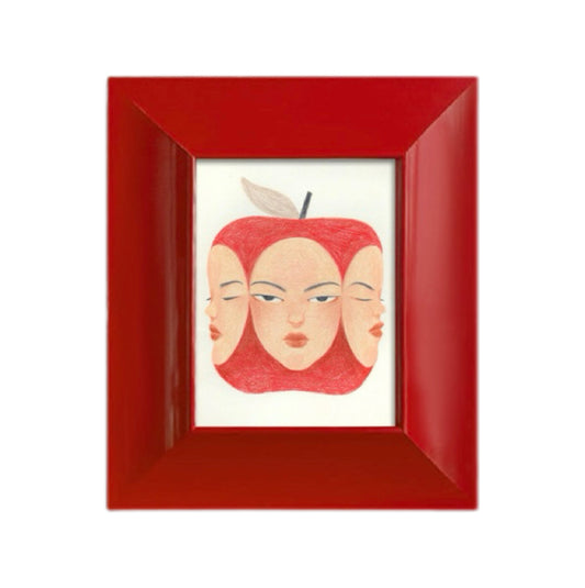 Contemporary Surreal Apple FRAMED |  Canvas Art Print | Gloss Red Frame Wall Art | Whimsical Modern Decor | Living Room & Study Art