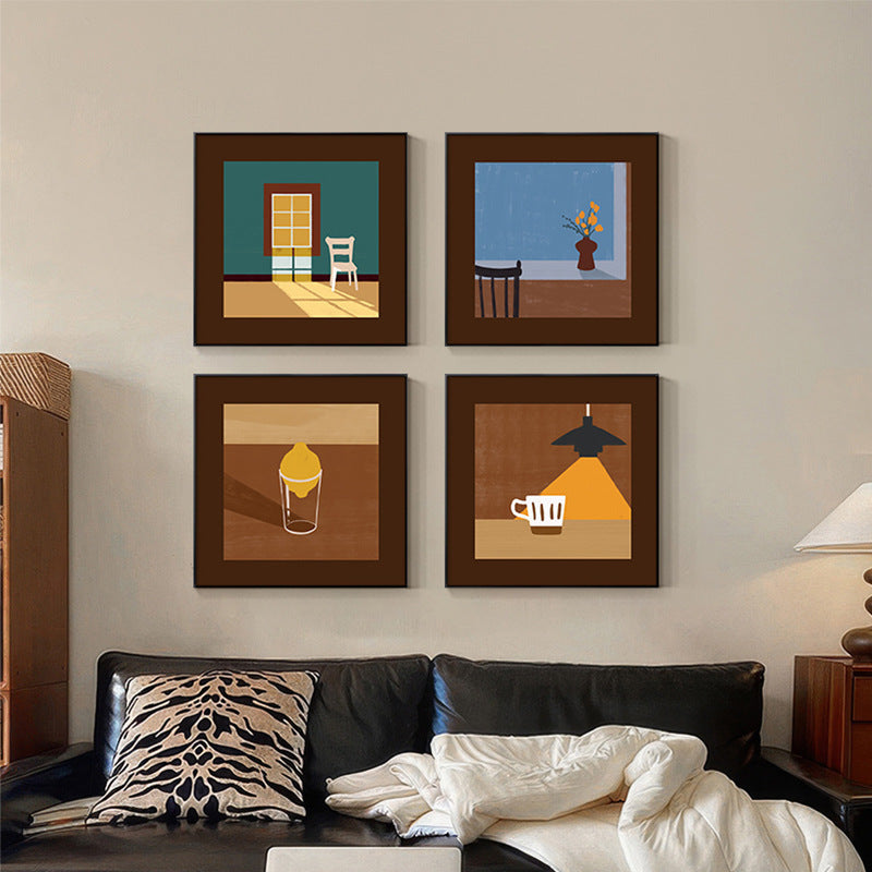 Retro Lemon FRAMED | Minimalist Still Life Canvas Print | Black Aluminium Frame Wall Art | Retro Kitchen &amp; Dining Decor