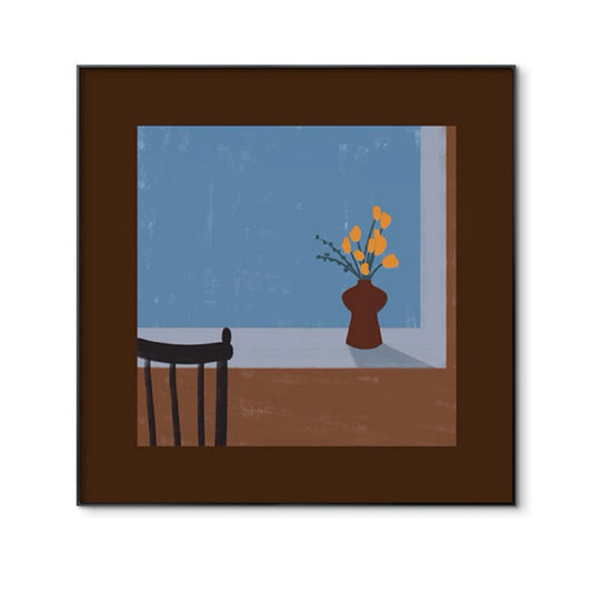 Retro Vase FRAMED | Minimalist Still Life Canvas Print | Black Aluminium Frame Wall Art | Retro Home & Kitchen Decor