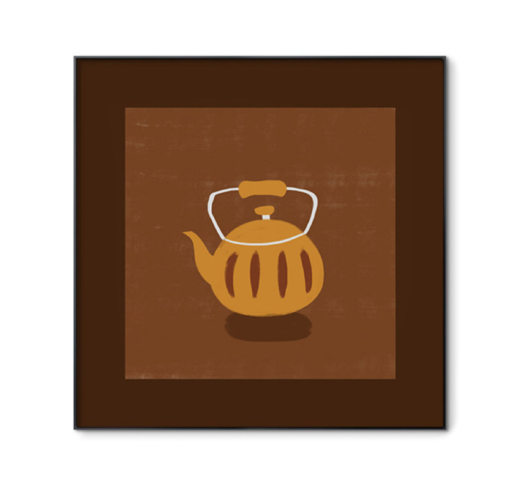 Retro Kettle FRAMED | Minimalist Kitchen Canvas Print | Black Aluminium Frame Wall Art | Retro Home Décor | Dining Room & Kitchen Art