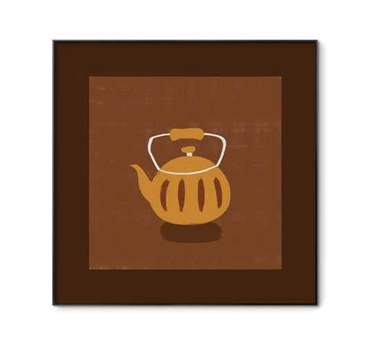 Retro Kettle FRAMED | Minimalist Kitchen Canvas Print | Black Aluminium Frame Wall Art | Retro Home Décor | Dining Room & Kitchen Art
