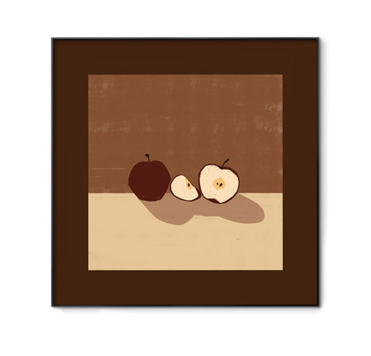 Retro Apple Still Life FRAMED | Minimalist Fruit Canvas Print | Black Aluminium Frame Wall Art | Vintage Kitchen Décor | Dining Room & Pantry Art