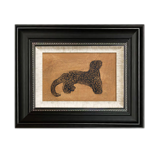 Vintage Leopard FRAMED | Minimalist Animal Canvas Print | Black &Silver Frame Wall Art | Retro Wildlife Décor | Living Room &amp; Study Art