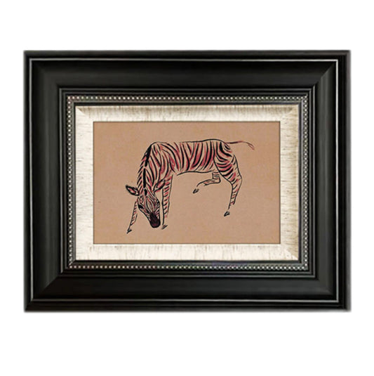 Vintage Zebra FRAMED | Minimalist Animal Canvas Print | Black & Silver Frame Wall Art | Retro Wildlife Décor | Living Room & Study Art
