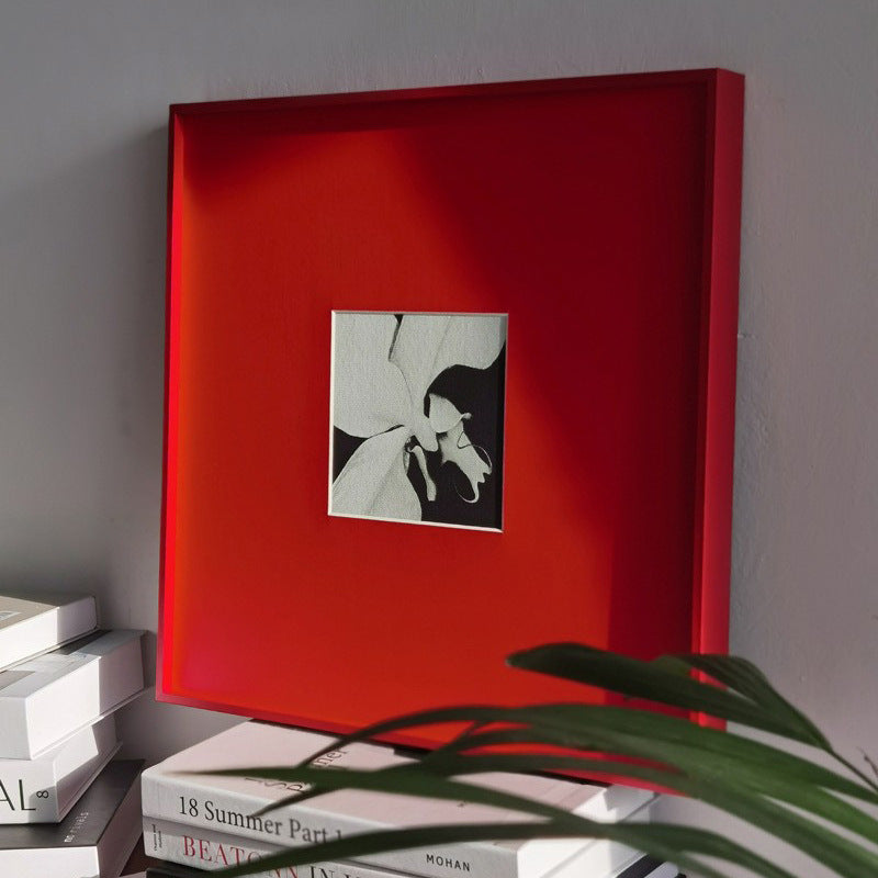 Orchid Bloom FRAMED | Minimalist Nature Canvas Print | Red Aluminium Frame Wall Art | Contemporary Floral Décor | Living Room & Study Art