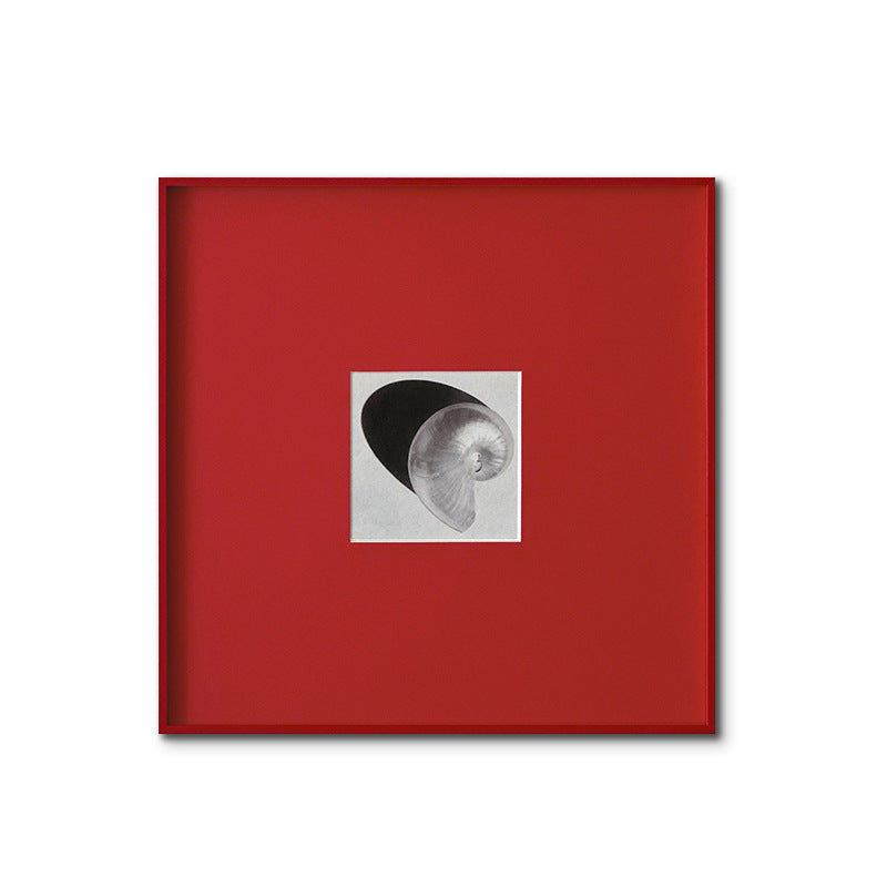 Spiral Shell FRAMED | Minimalist Nature Canvas Print | Red Aluminium Frame Wall Art | Modern Coastal Décor | Living Room & Study Art