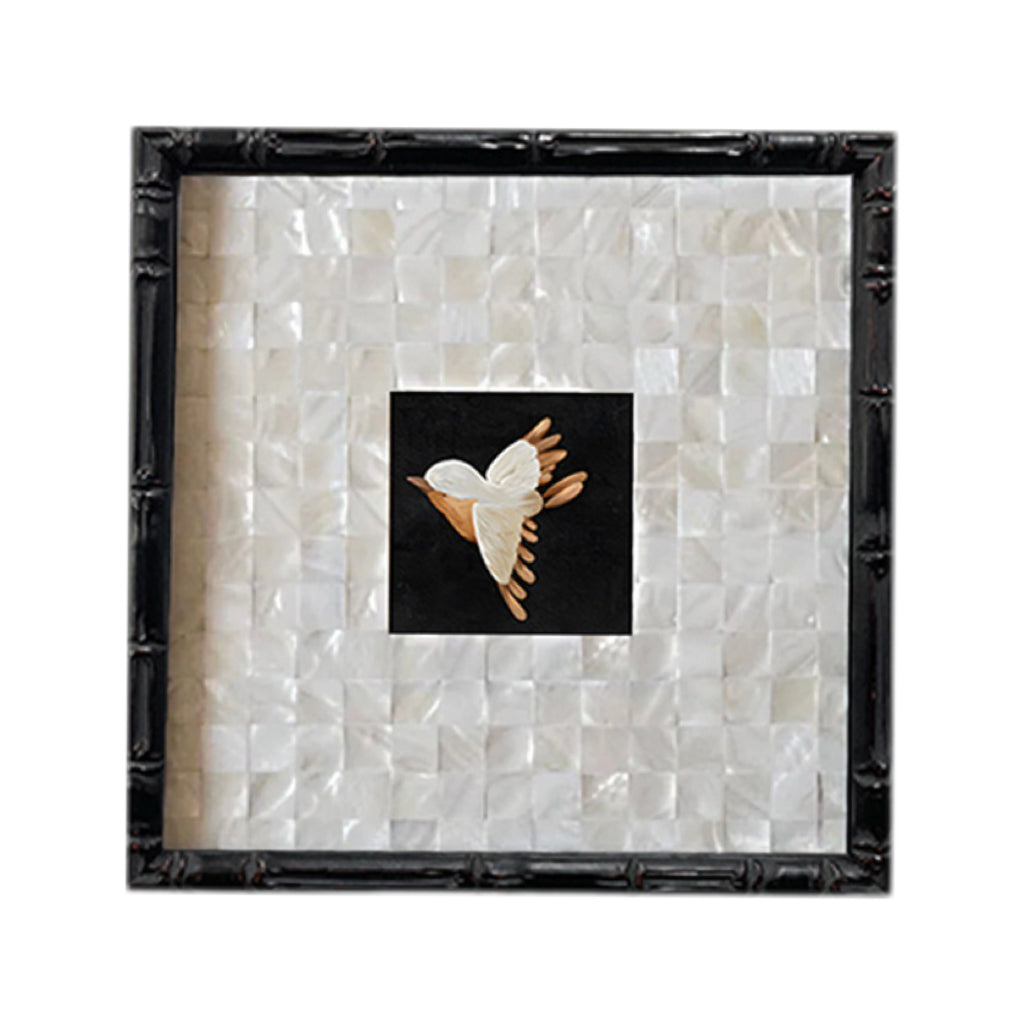 Flying bird FRAMED | Shell Art Canvas Print | Bamboo Frame Wall Art | Nature & Bird Décor | Living Room & Study Art