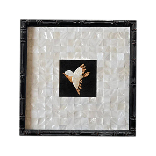 Flying bird FRAMED | Shell Art Canvas Print | Bamboo Frame Wall Art | Nature & Bird Décor | Living Room & Study Art