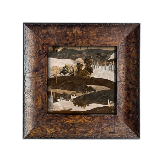 Vintage Countryside FRAMED | Rustic Scenic Canvas Print | Dark Walnut Frame Wall Art | Vintage Landscape Decor | Living Room & Study Art